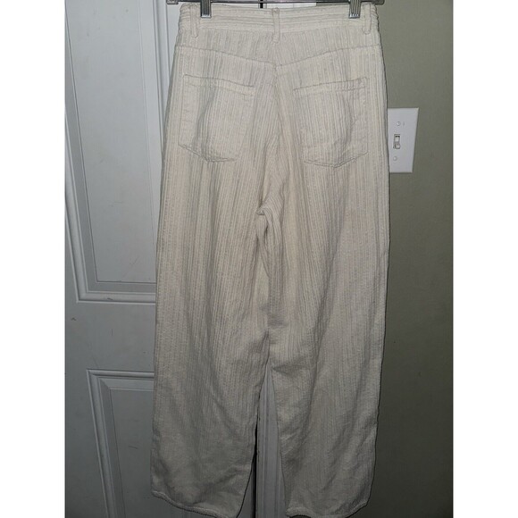 Zara Fuzzy Textured Off White Wide Leg Pants Size 2 - Picture 4 of 4